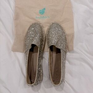 Bobbie’s Paris leather gold sparkle espadrilles, size 39 (8.5) *worn once*